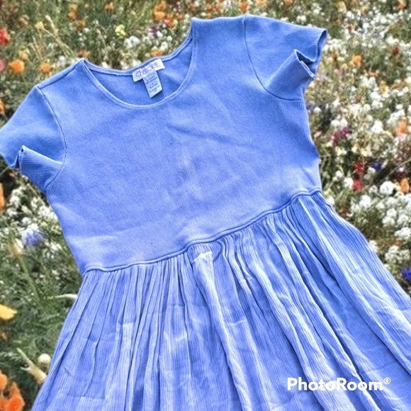 SOLD Vtg 90s fairy cottagcore flowy periwinkle dress - Picture 2 of 12